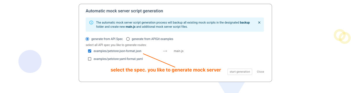 automatic generation of mock server dialog