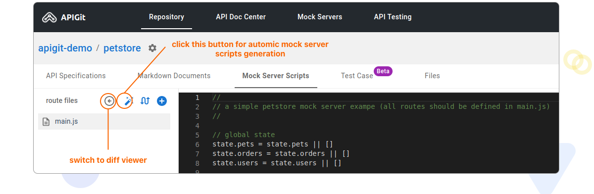 automatic generation of mock server button