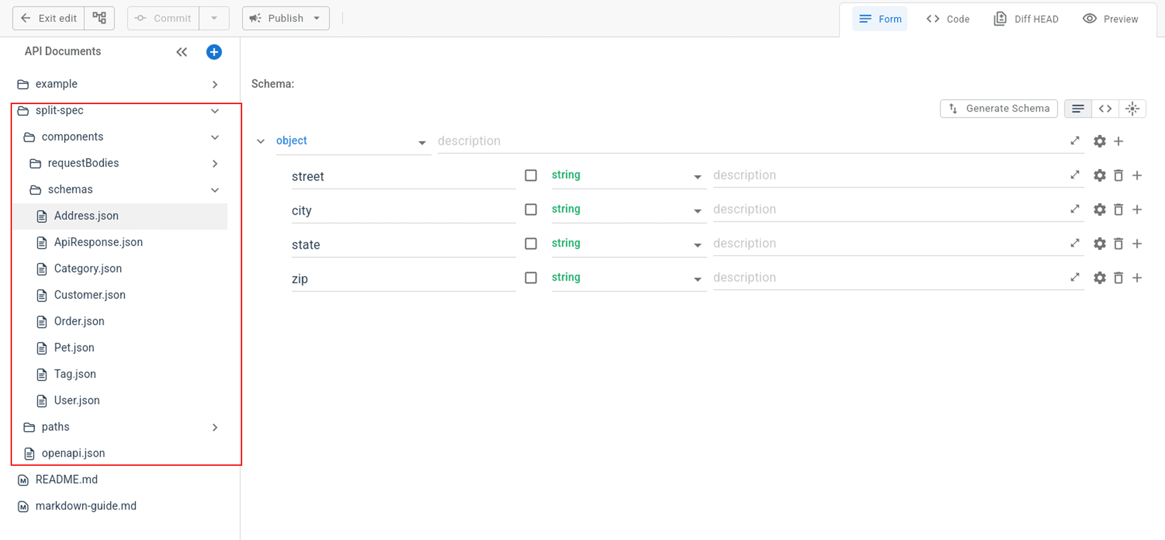 Reuse components in split files