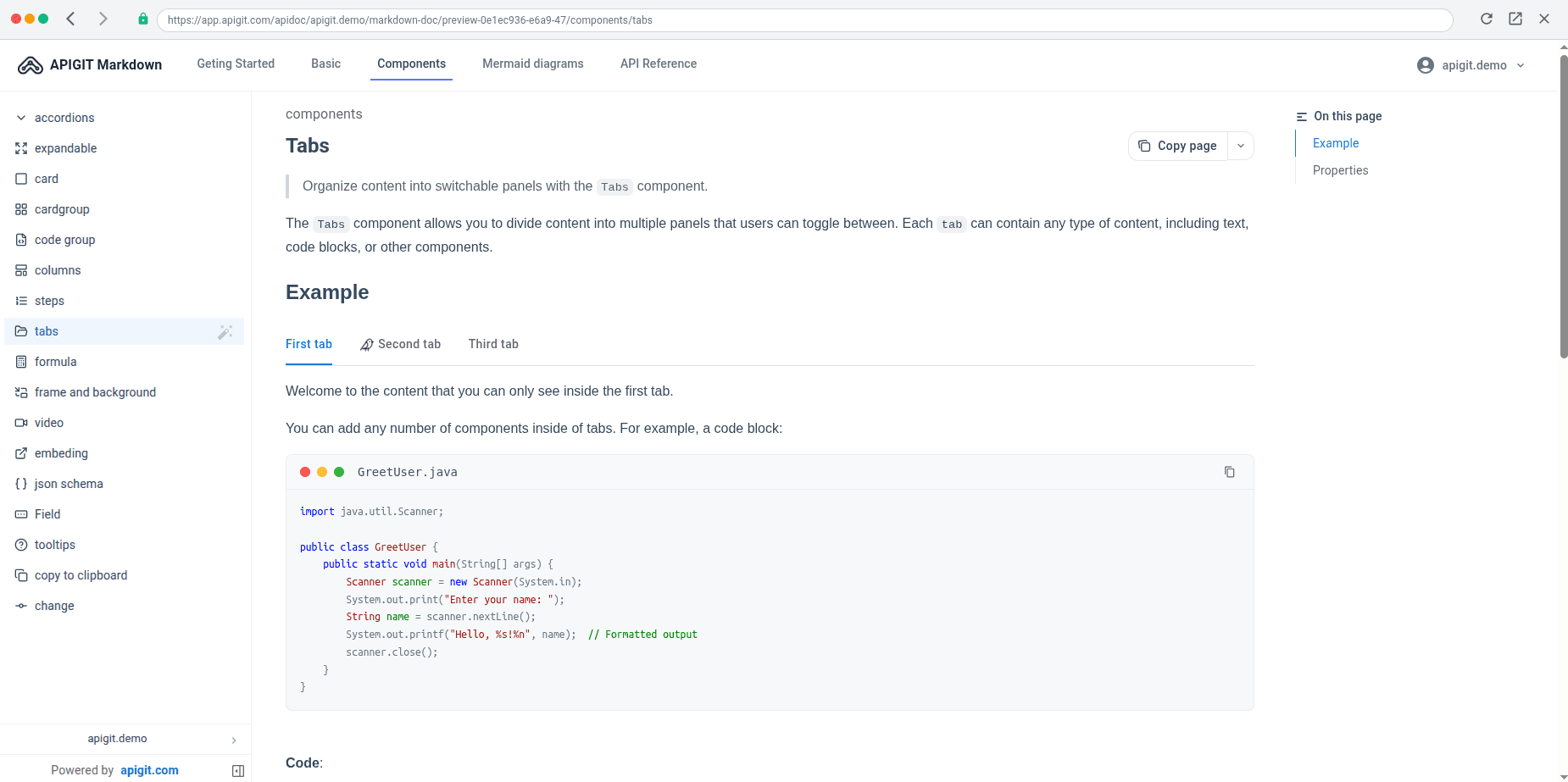 markdown components
