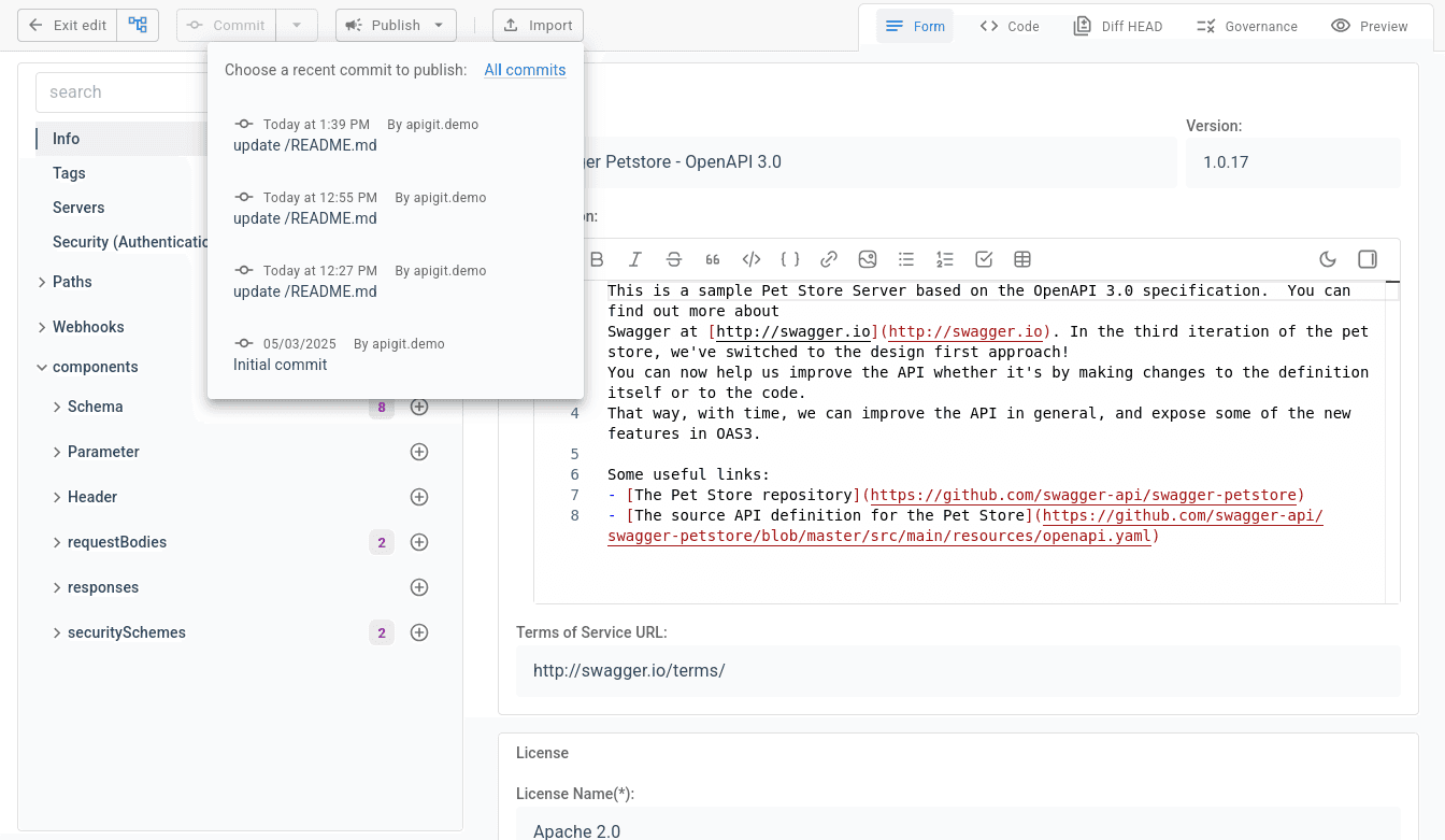 Publish API Document from editing