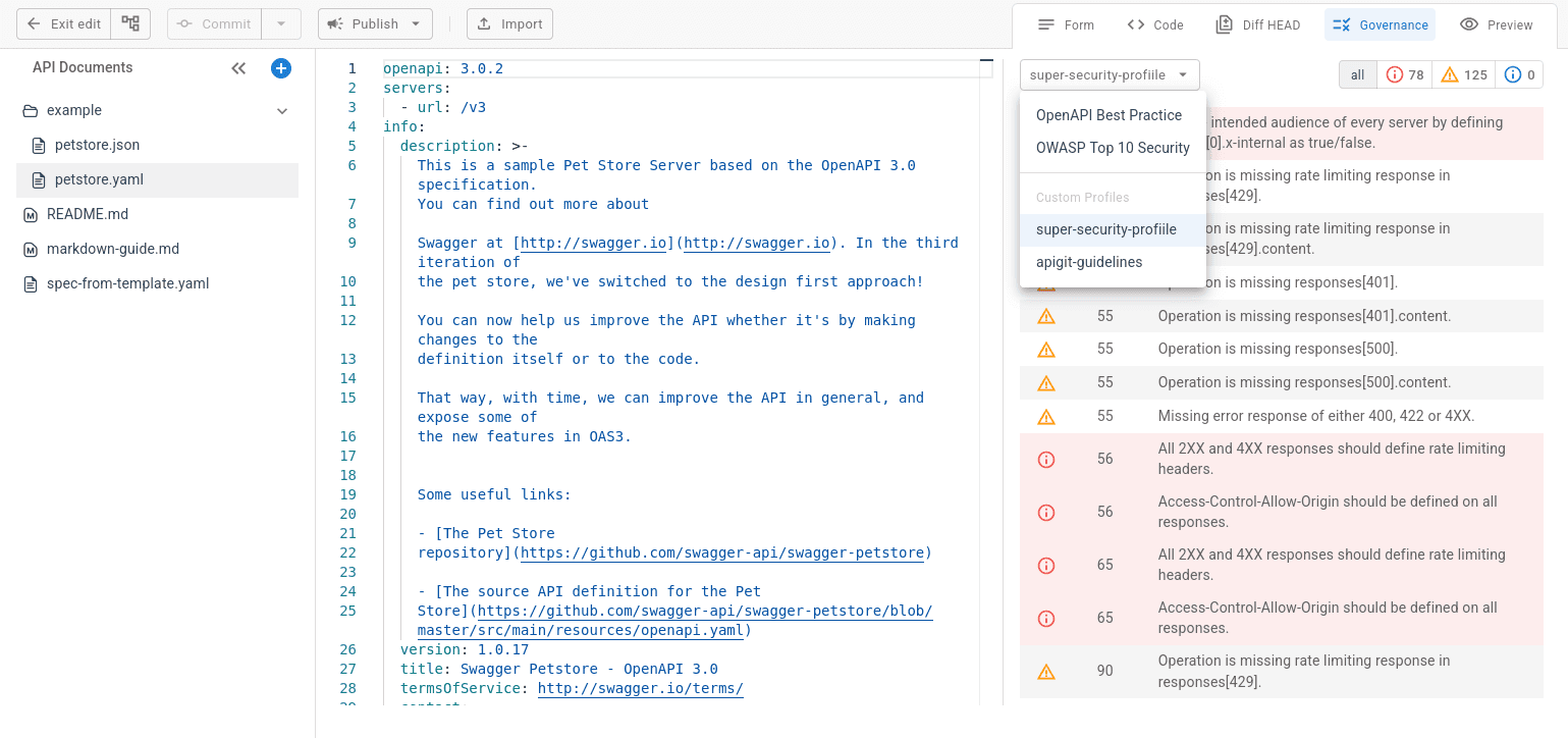API Governance realtime check