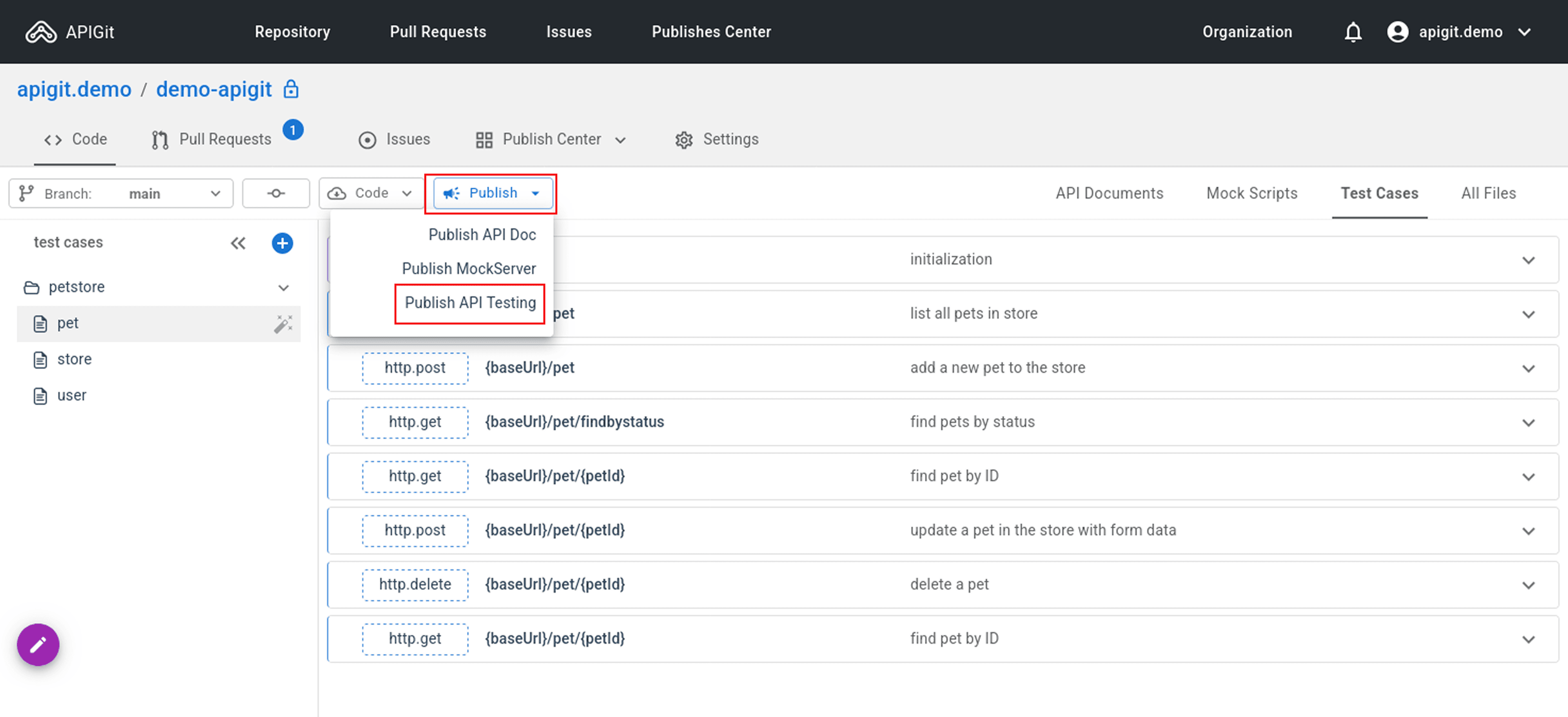 Publish API Testingfrom branch