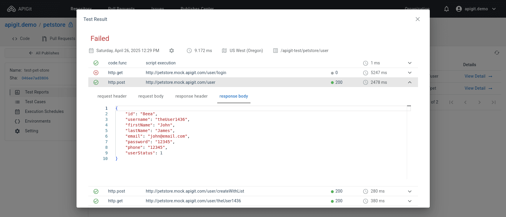 API Testing Report Detail