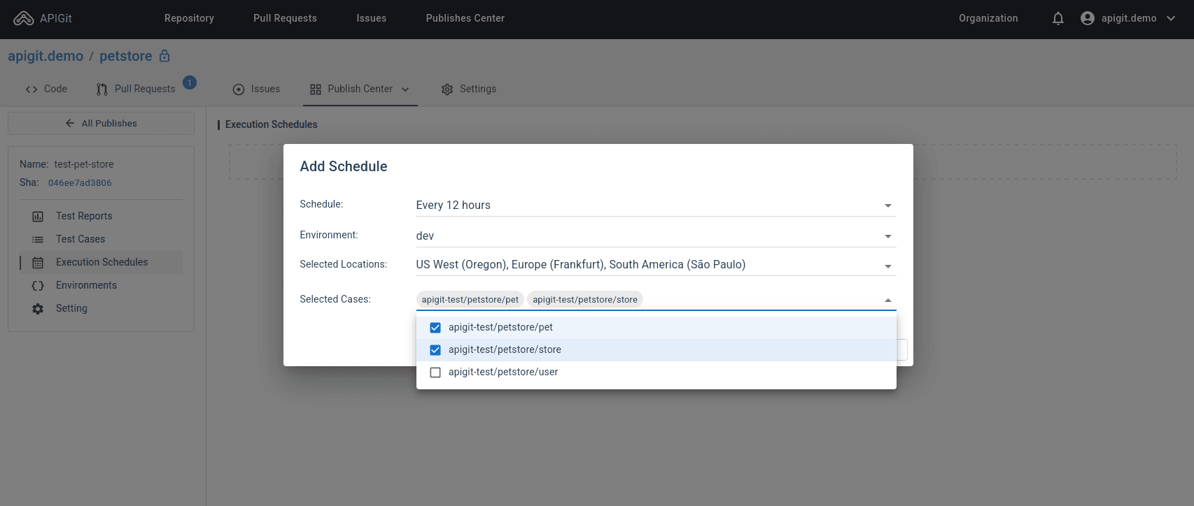 API Testing Schedule Configuration