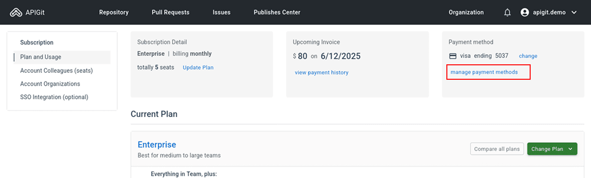 Payment Methods Panel