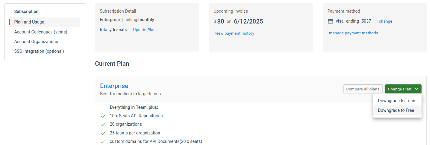 Billing and Upgrade Plan