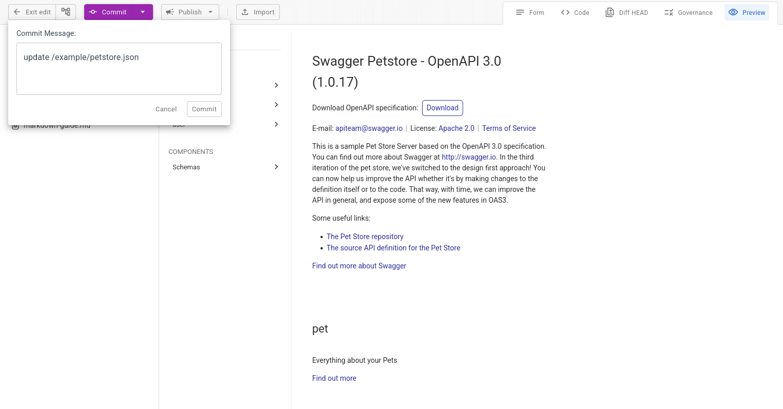 Previewing and committing changes