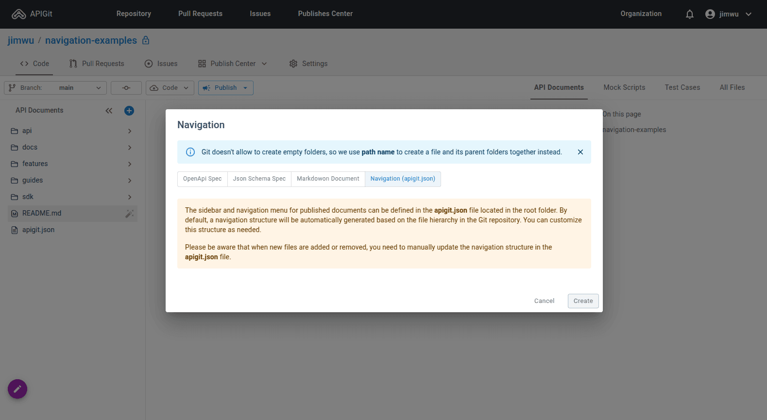 Create Navigation file