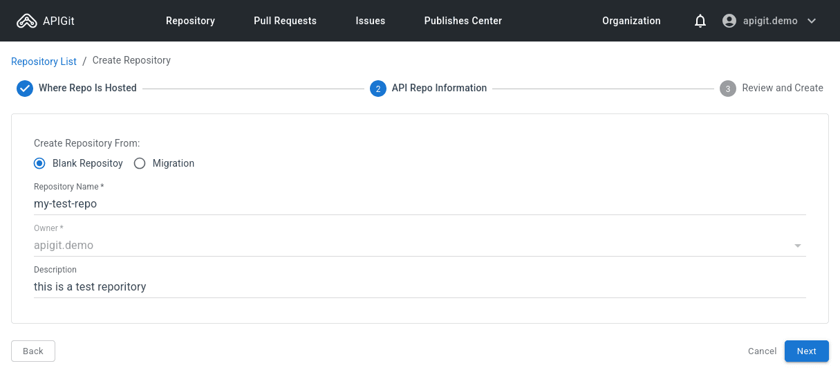 Repository Creation Options
