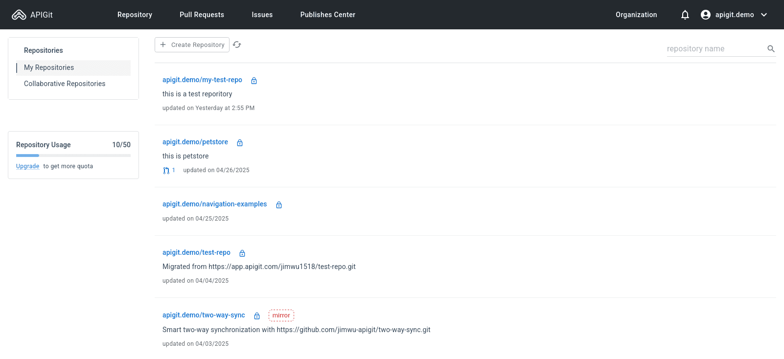 Repository List View