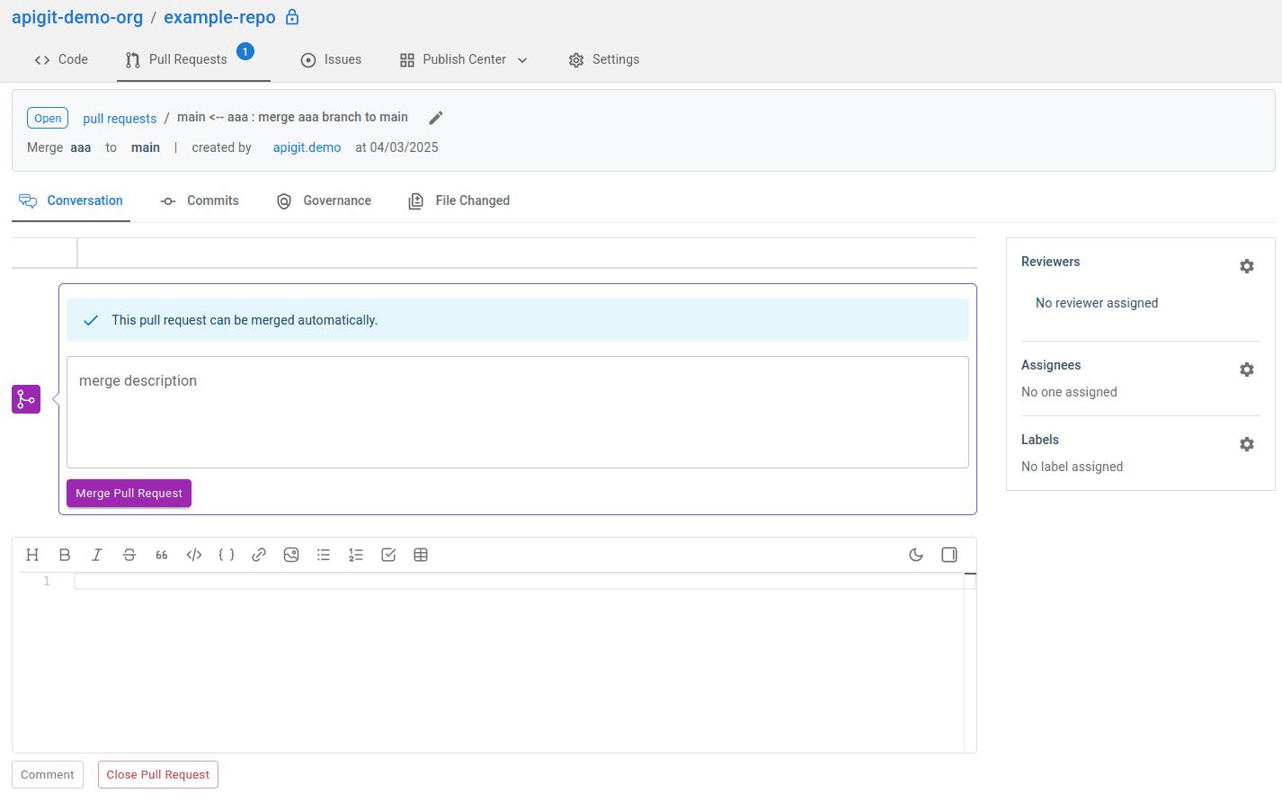 Pull Request Conversation view