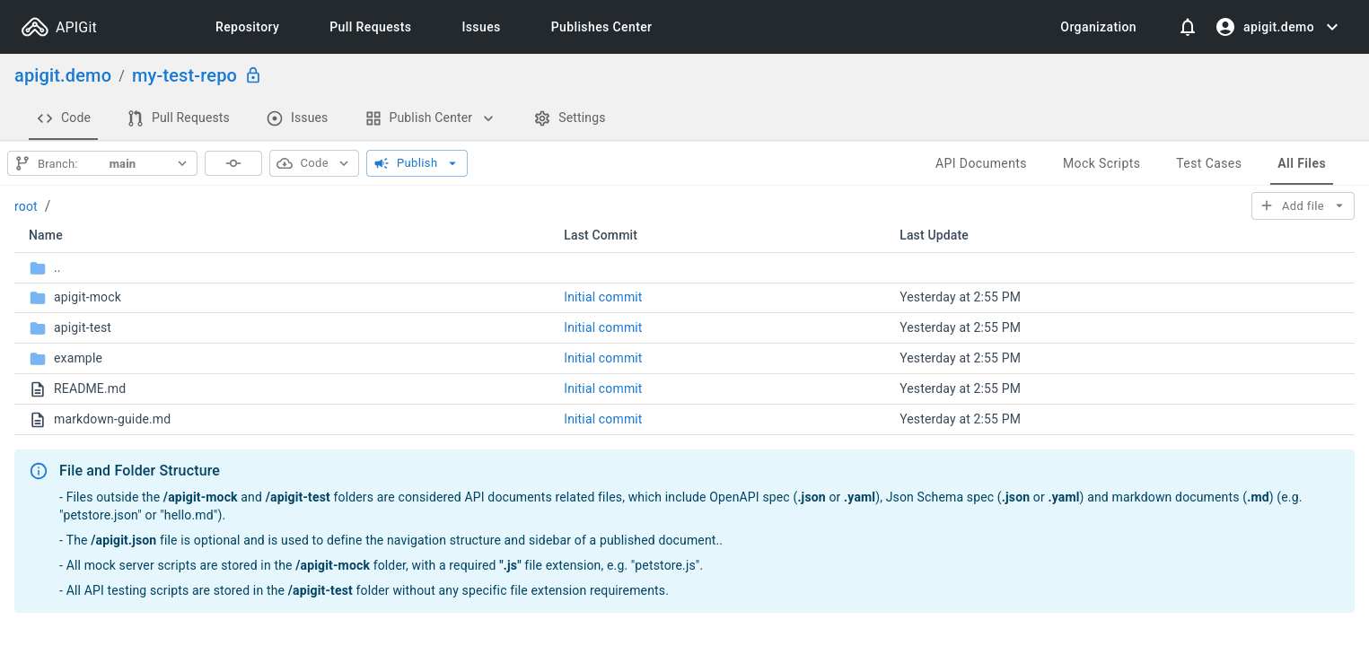 All repository files view
