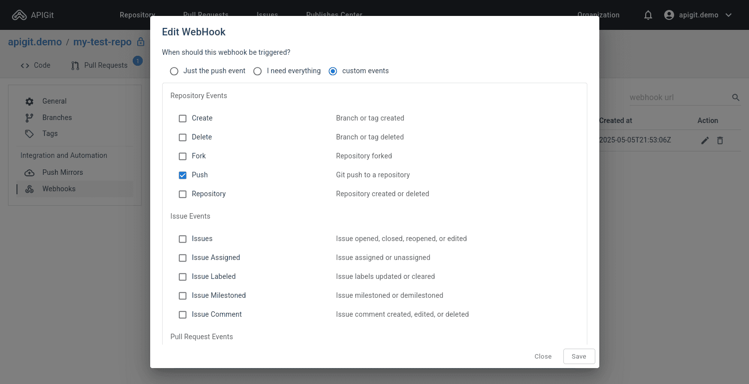 Customizing webhook events