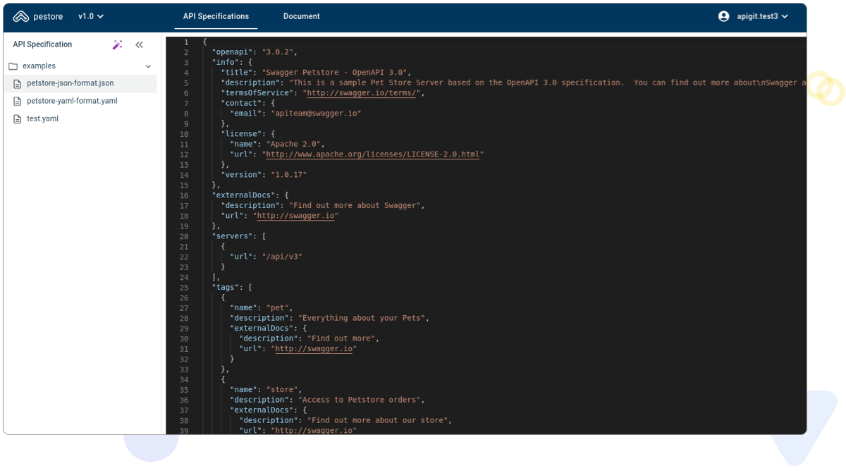 API Document code view