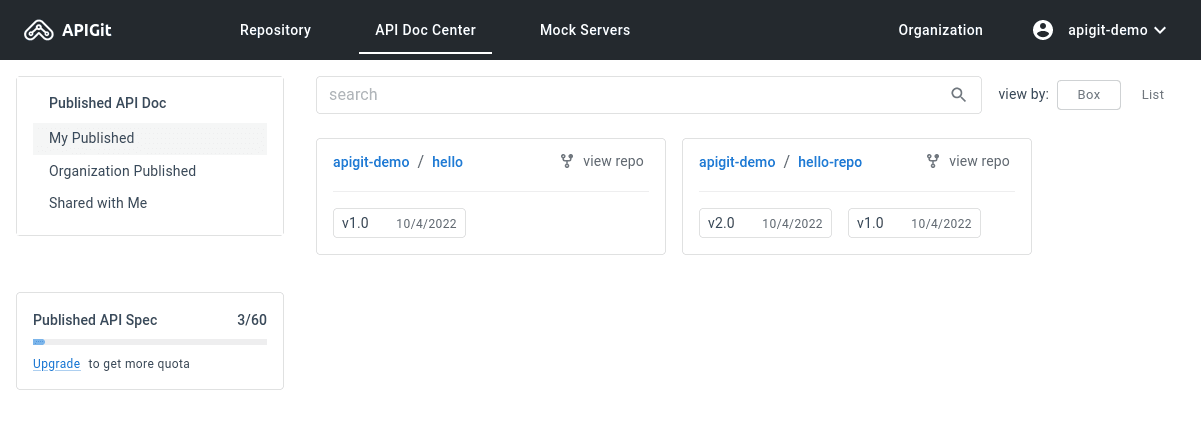 Publish API Center