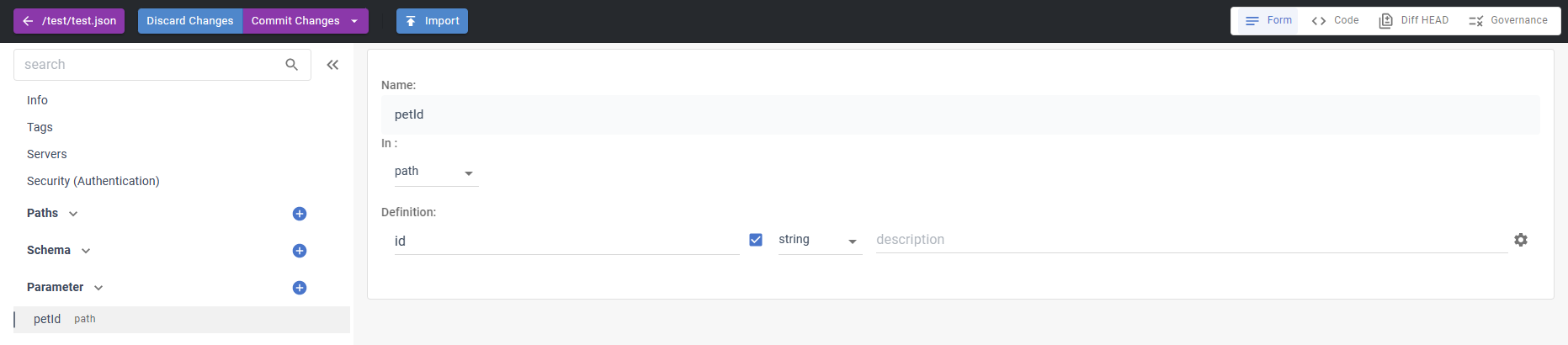 Fields in OpenAPI create parameter