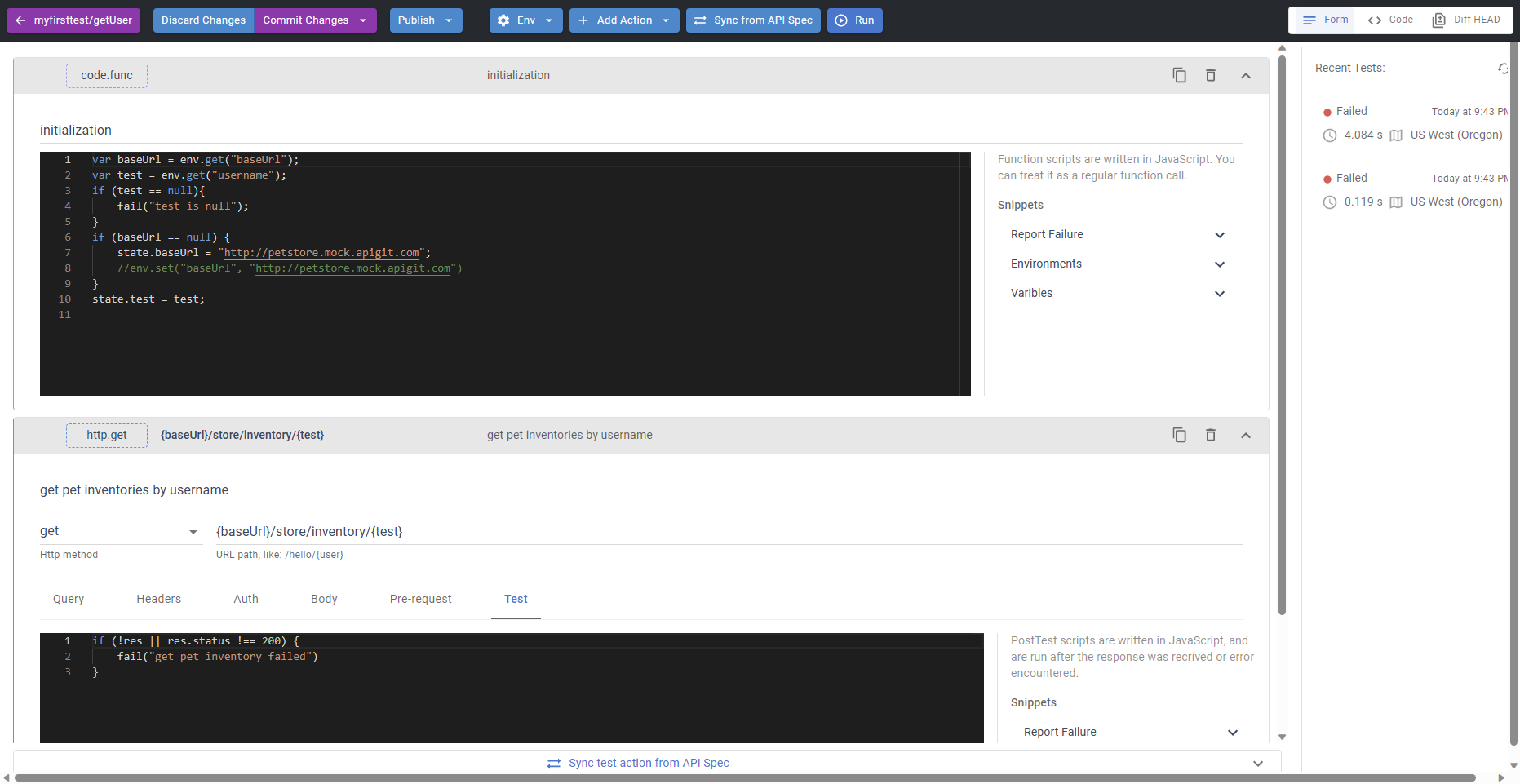 api testing edit form
