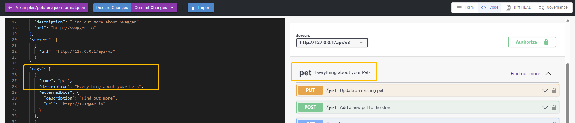 First Api in Swagger UI Tag