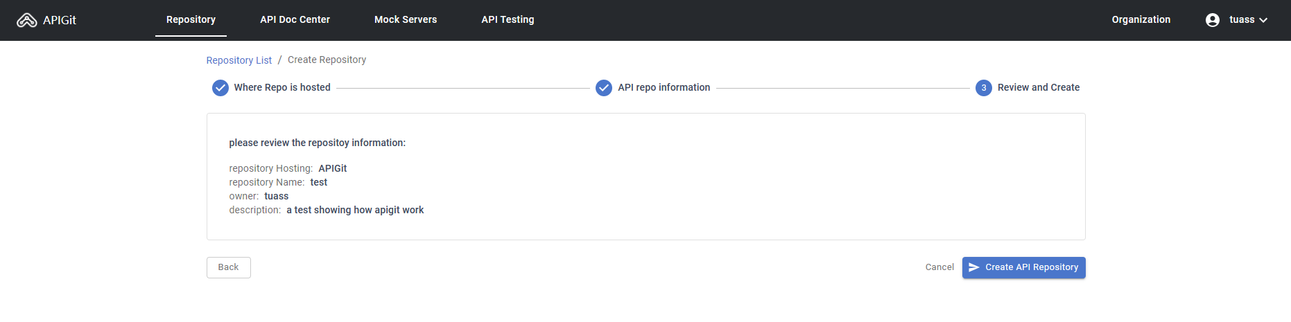 First step: Create a repository